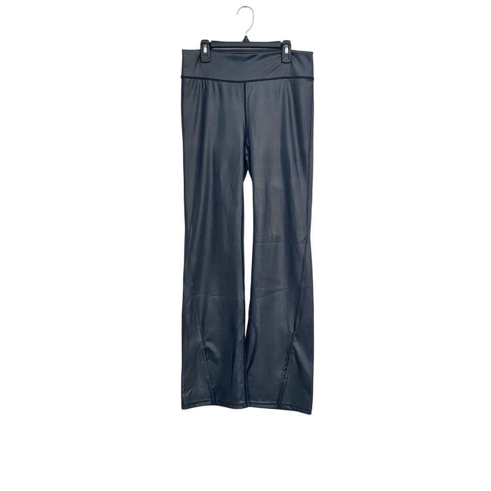 Mono B Blue Faux Leather Flare Leggings Pants - Women's Size L
